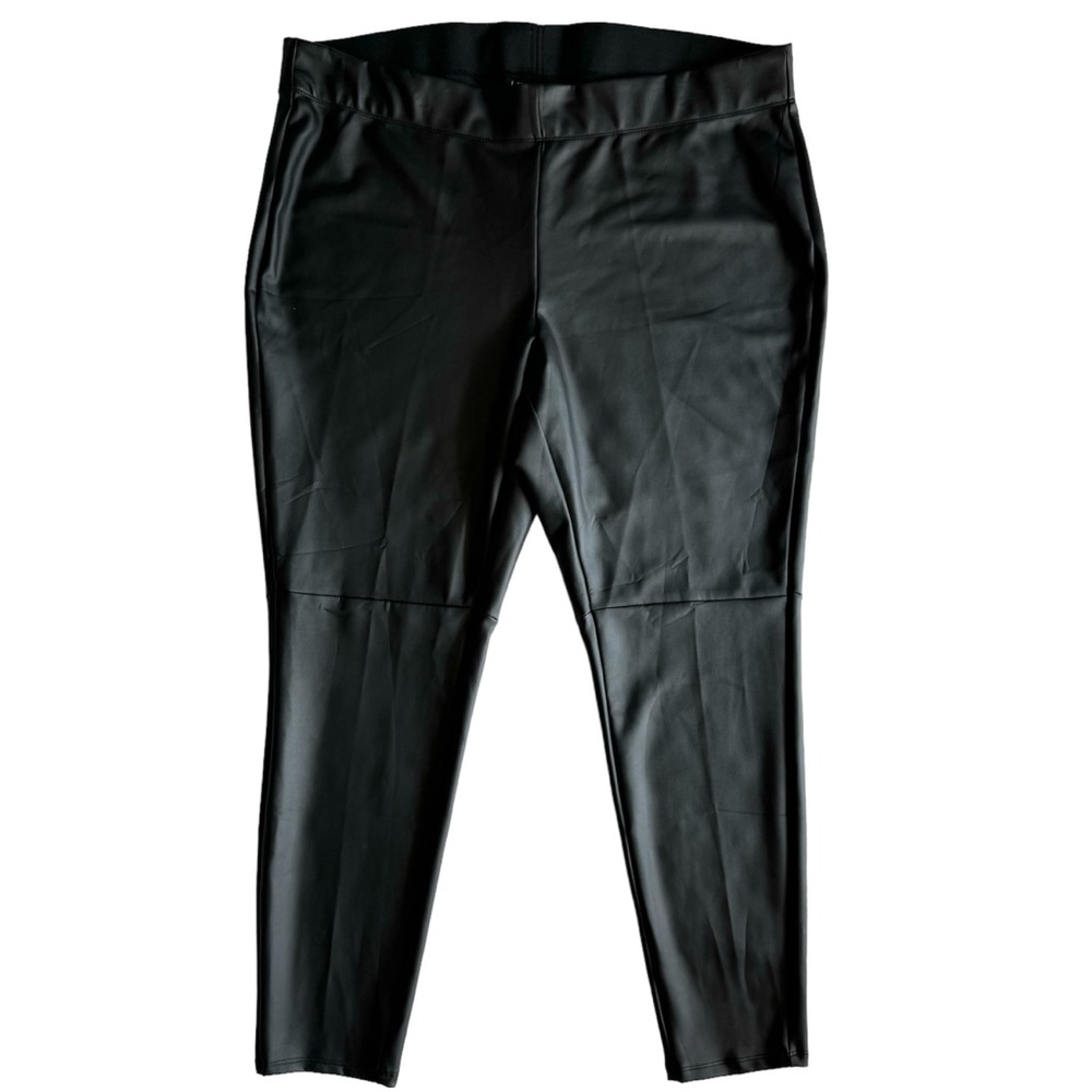 Lane Bryant NWT Faux Black Leather Leggings Pants, Sz 22/24, Elastic Waistband